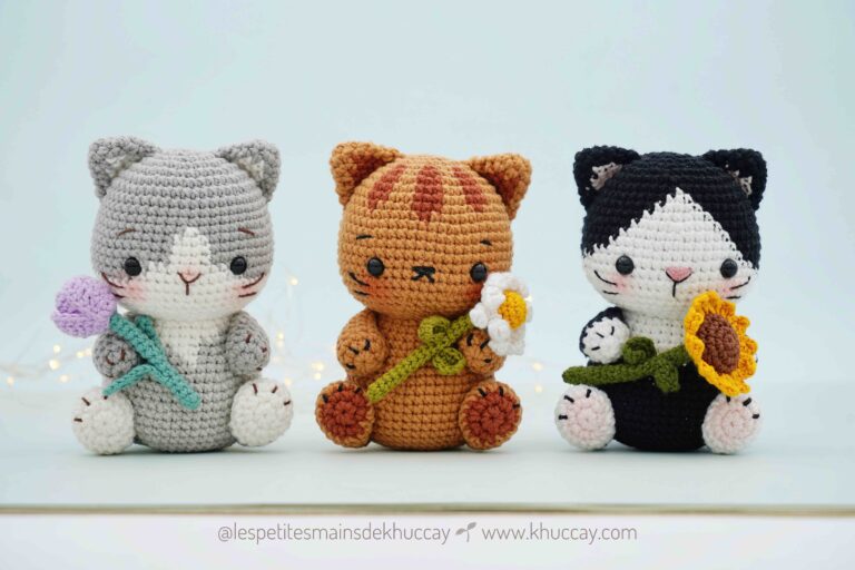 Bundle 3 crochet patterns of cats and flowers - Khuc Cay